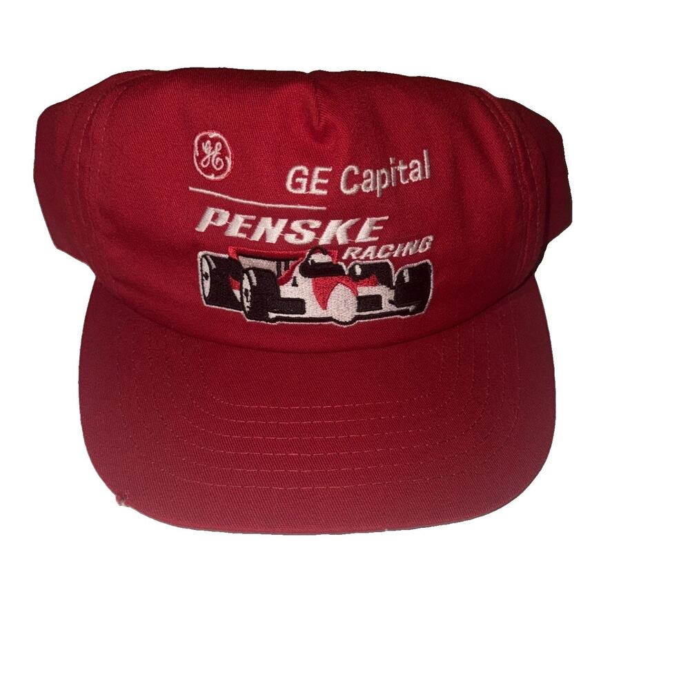 Vintage 90’s GE Capital Penske Indy Racing Red Snapback Baseball Trucker Cap USA
